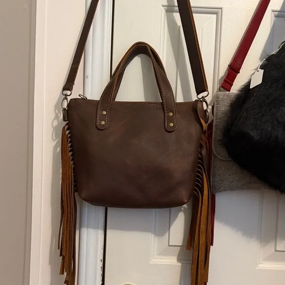 Brown Fringe Leather Handbag - Picture 1 of 1